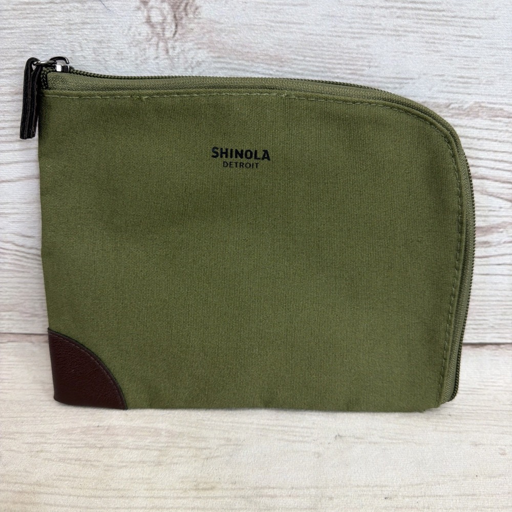 AMERICAN AIRLINES First Class Shinola Detroit Green Canvas Bag Zipper Pouch 8x6